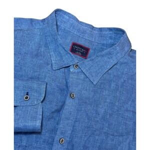 UNTUCKit Ravines 100% Linen Shirt Mens 3XL Blue Long Sleeve Button Down Casual